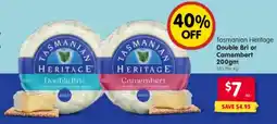 Spar Tasmanian heritage double bri or camembert offer
