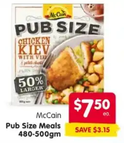 Spar Mccain pub size meals offer