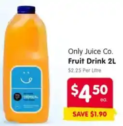Spar Only juice co. fruit drink offer