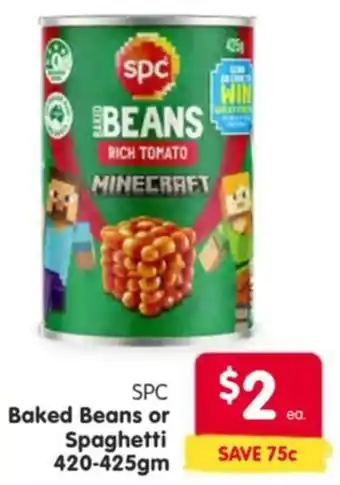 Spar Spc baked beans or spaghetti offer
