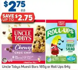 Foodland Uncle tobys muesli bars or roll ups offer