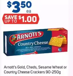 Foodland Arnott's gold, cheds, sesame wheat or country cheese crackers offer