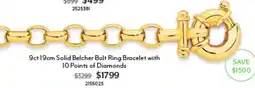 Angus & Coote Solid Belcher Bolt Ring Bracelet with 10 Points of Diamonds offer