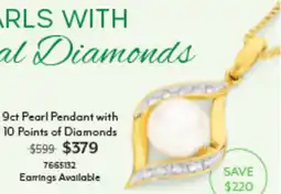 Angus & Coote Pearl Pendant with 10 Points of Diamonds offer