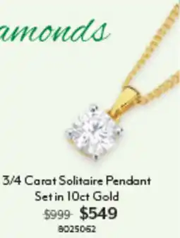 Angus & Coote 3/4 Carat Solitaire Pendant Set offer