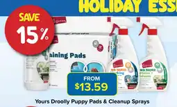 PetO Yours Droolly Puppy Pads & Cleanup Sprays offer