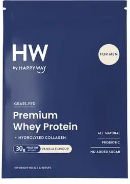 healthylife Happy Way Men's Whey Protein Powder Vanilla 900g offer