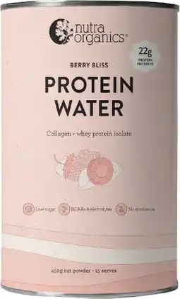 healthylife Nutra Organics Protein Water Berry Bliss 450g offer