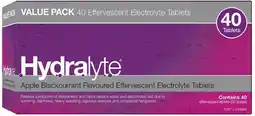 healthylife Hydralyte Effervescent Electrolyte Tablets Apple Blackcurrant 40 Pack offer