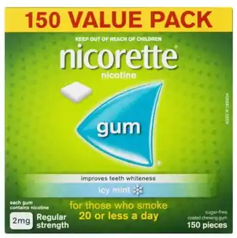 healthylife Nicorette Quit Smoking Nicotine Gum 2mg Icy Mint 150 Pieces Value Pack offer