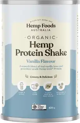 healthylife Hemp Foods Australia Organic Hemp Protein Vanilla 420g offer