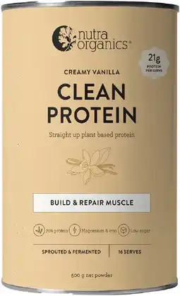 healthylife Nutra Organics Plant Based Clean Protein Creamy Vanilla 500g offer