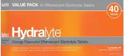 healthylife Hydralyte Effervescent Electrolyte Tablets Orange 40 Pack offer