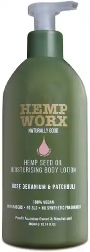 healthylife Hemp Worx Rose Geranium & Patchouli Body Lotion 300ml offer