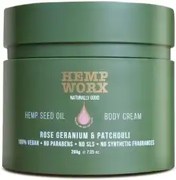 healthylife Hemp Worx Rose Geranium & Patchouli Body Moisturising Cream 200g offer