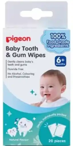 healthylife Pigeon Baby Tooth & Gum  Wipes Natural 20 Pack offer
