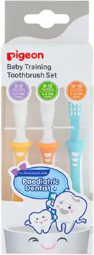 healthylife Pigeon Baby Training Toothbrush Set 3 Pack offer