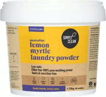 healthylife Simply Clean Lemon Myrtle Laundry Powder 1.75kg offer