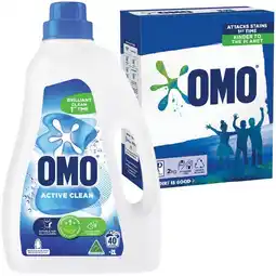 IGA OMO Laundry Liquid 2 Litre, Powder 2kg or Capsules 28 Pack Selected Varieties offer