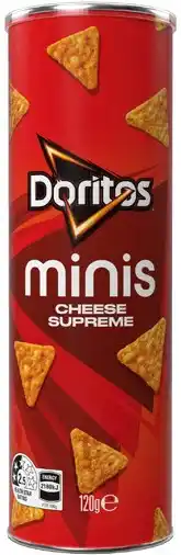 IGA Doritos Cheese Supreme Corn Chips Minis Canister 120g offer