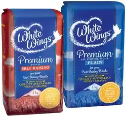 IGA White Wings Premium Self Raising or Plain Flour 1kg Selected Varieties offer
