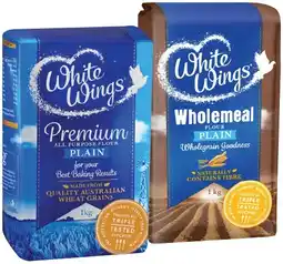 IGA White Wings Premium or Wholemeal Flour 1kg Selected Varieties offer