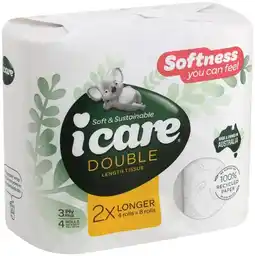 IGA Icare Double Length Toilet Tissue 3 Ply 4 Pack offer