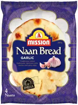 IGA Mission Naan Bread 4 Pack or Mini 6 Pack Selected Varieties offer