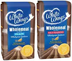 IGA White Wings Wholemeal Plain or Self Raising Flour 1kg offer