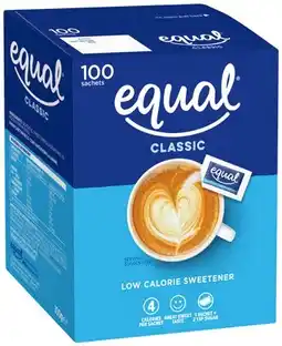 IGA Equal Sweetener Sachets 100 Pack offer