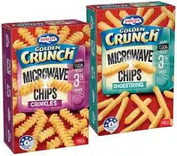 IGA Birds Eye Golden Crunch Microwave Chips 140g Selected Varieties offer