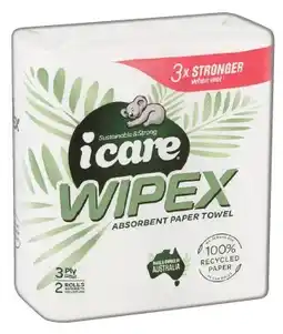 IGA Icare Wipex 100% Recycled Paper Towel 3 Ply 2 Pack offer
