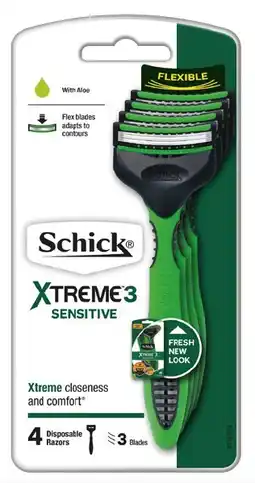 IGA Schick Xtreme 3 Sensitive Disposable Razors 4 Pack offer
