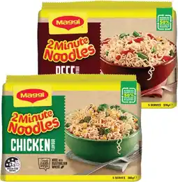 IGA Maggi 2 Minute or Fusian Noodles 5 Pack Selected Varieties offer