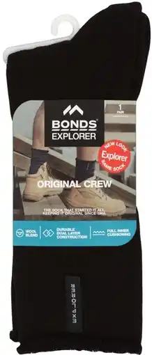 IGA Bonds Explorer Men’s Original Crew Socks 1 Pack Selected Varieties offer