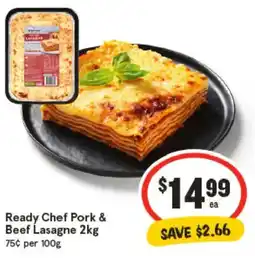 IGA Ready chef pork & beef lasagne offer