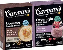 IGA Carman’s Porridge Sachets 6‑8 Pack or Overnight Chia & Oat Sachets 6 Pack Selected Varieties offer