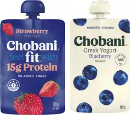 IGA Chobani Greek Yogurt Pouch 140g or Fit 15g Protein Pouch 150g Selected Varieties offer