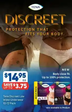 Foodland Tena discreet low waist underwear offer