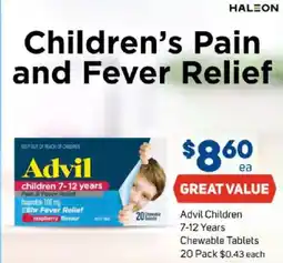 Foodland Advil children 7-12 years chewable tablets offer