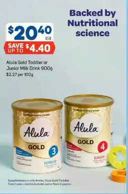 Foodland Alula gold toddler or junior milk drink offer