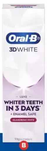 Foodland Oral-B 3D White Luxe Whitening Toothpaste offer