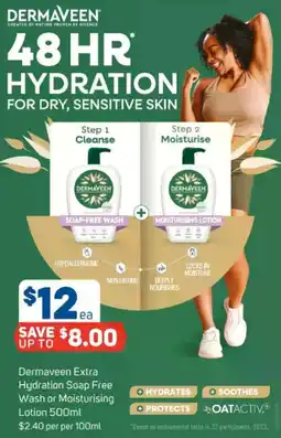 Foodland Dermaveen Extra Hydration Soap Free Wash or Moisturising Lotion offer
