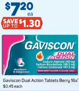 Foodland Gaviscon Dual Action Tablets Berry 16s offer