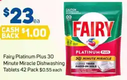 Foodland Fairy platinum plus 30 minute miracle dishwashing tablets offer