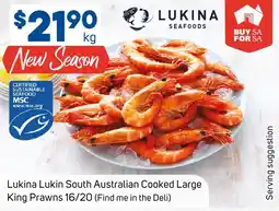 Foodland Lukina lukin south australian cooked large king prawns offer