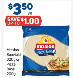 Foodland Mission souvlaki 320g or pizza bases offer