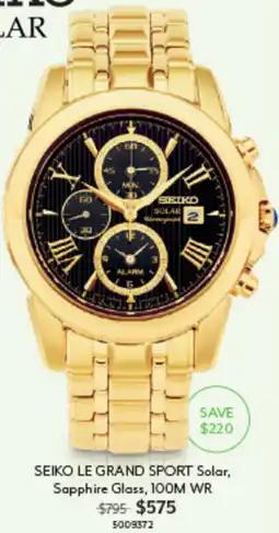 Angus & Coote SEIKO LE GRAND SPORT Solar Sapphire Glass offer