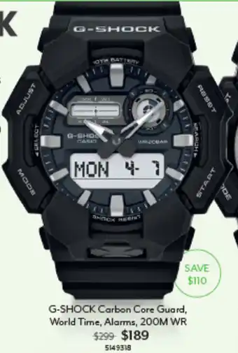 Angus & Coote G-SHOCK Carbon Core Guard World Time Alarms offer