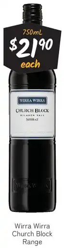 Cellarbrations Wirra Wirra Church Block Range offer